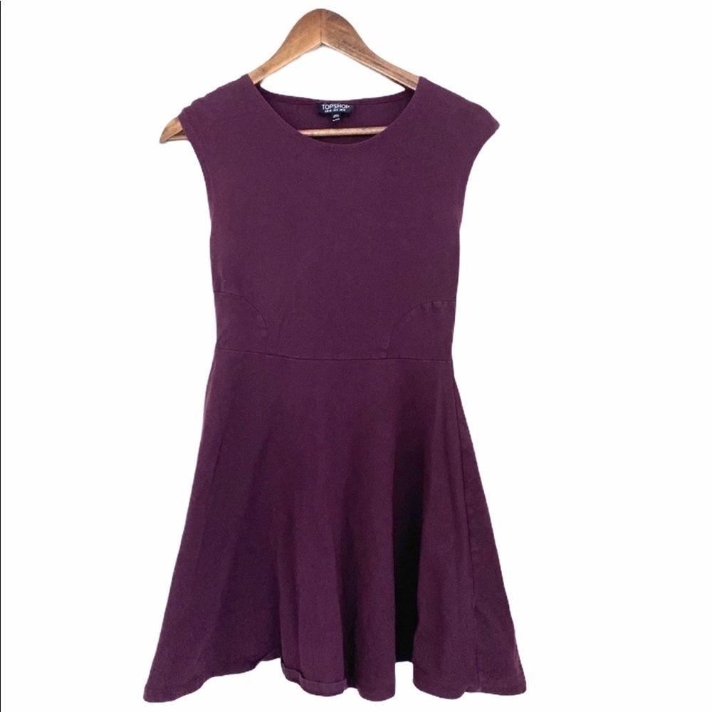Topshop Deep Purple Tshirt Crewneck Flare Dress